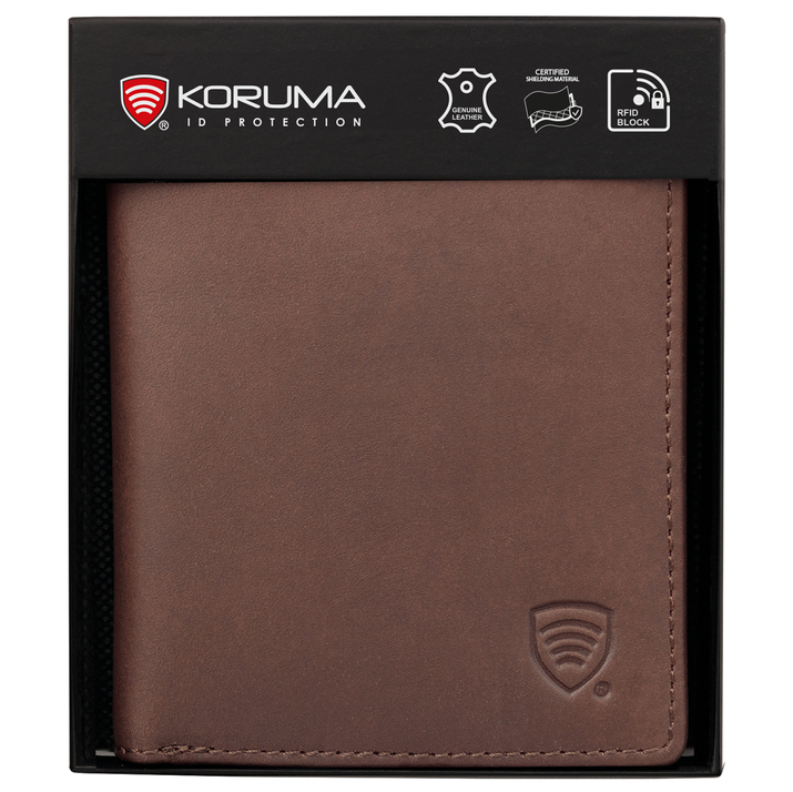 Pánská extra malá kožená peněženka RFID BLOCK (hnědá)