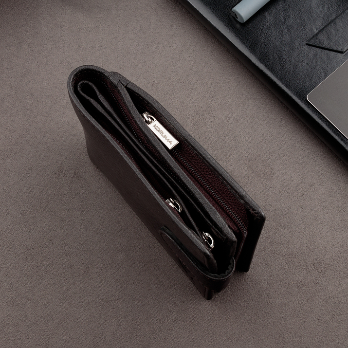 Pánská kožená peněženka na zip s ochranou RFID (hnědá)
