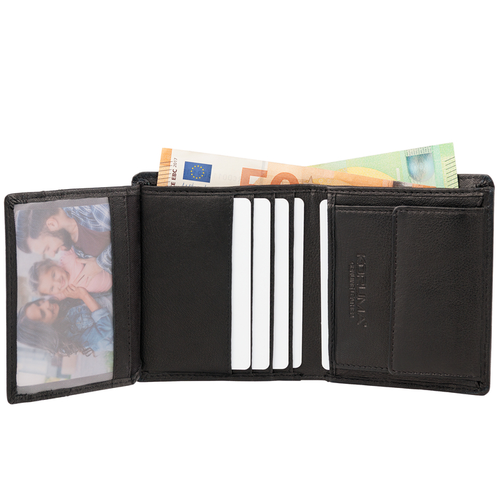 Malá kožená peněženka pro mládež s ochranou RFID (černá)