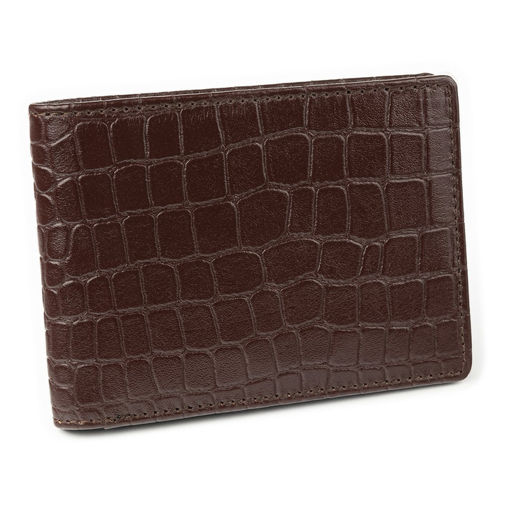 Pánská kožená peněženka SLIM na bundu (hnědá, Croco)