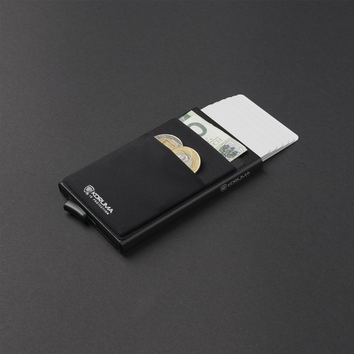 Hliníková peněženka s ochranou kreditních karet RFID (černá)