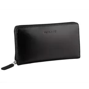 Dámská kožená peněženka na zip s ochranou RFID (černá)