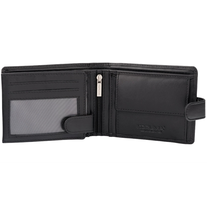 Pánská kožená peněženka na zip s ochranou RFID BLOCK (černá, carbon)