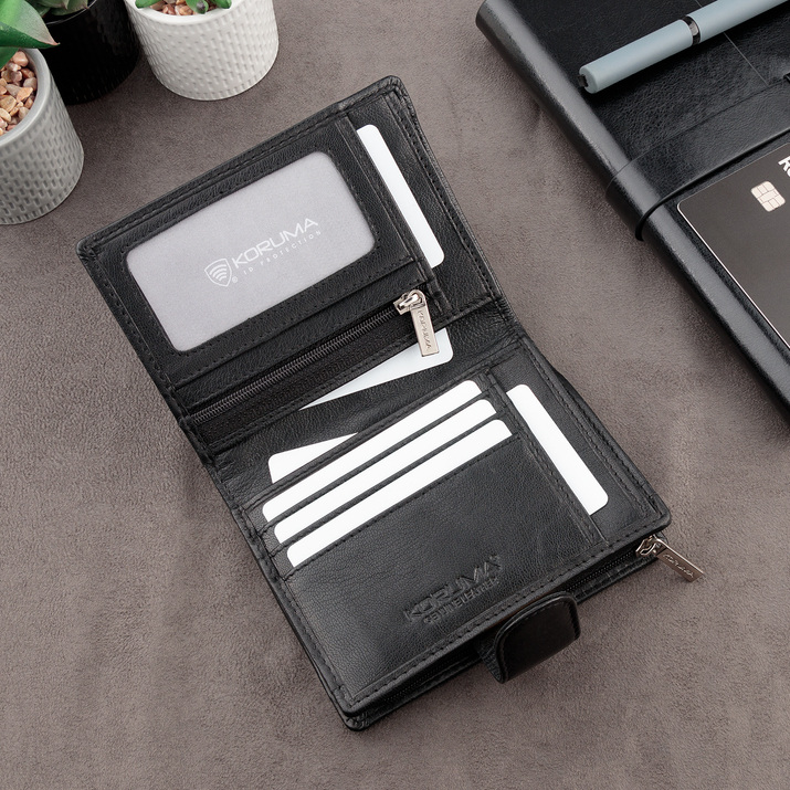 Pánská kožená peněženka s ochranou RFID BLOCK (černá)
