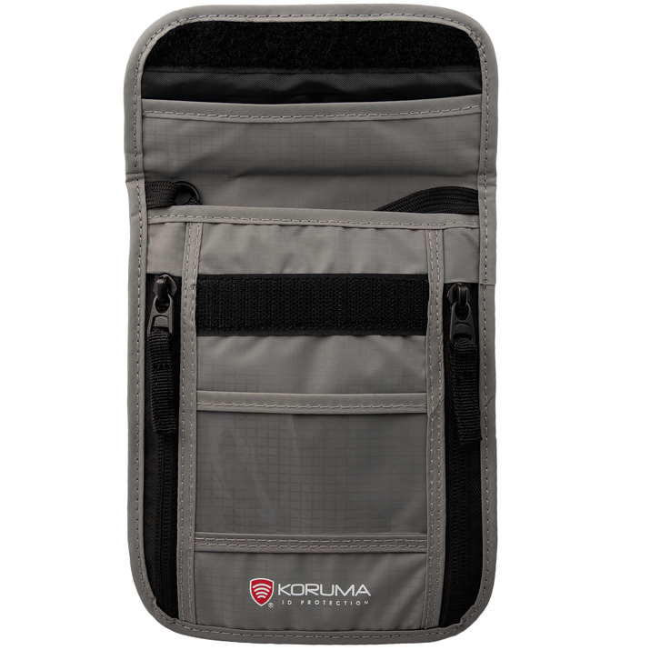 Pas na krk s ochranou proti krádeži a RFID STOP (světle šedá)