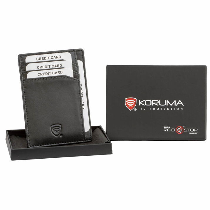 Kožené bezkontaktní pouzdro na karty RFID na bundu (černé)
