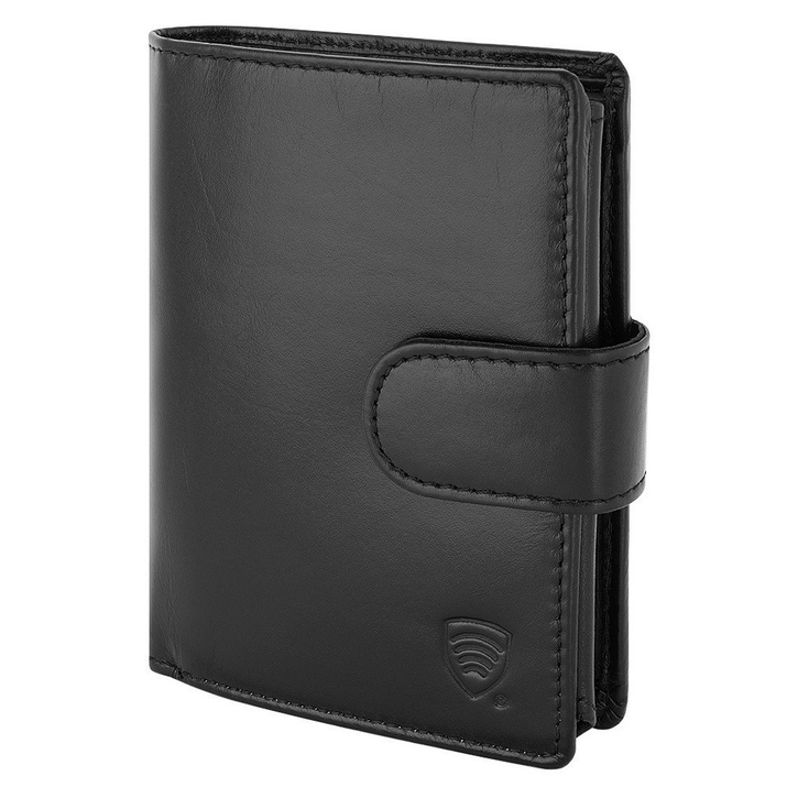 Pánská kožená peněženka na karty a mince s ochranou RFID BLOCK (černá)