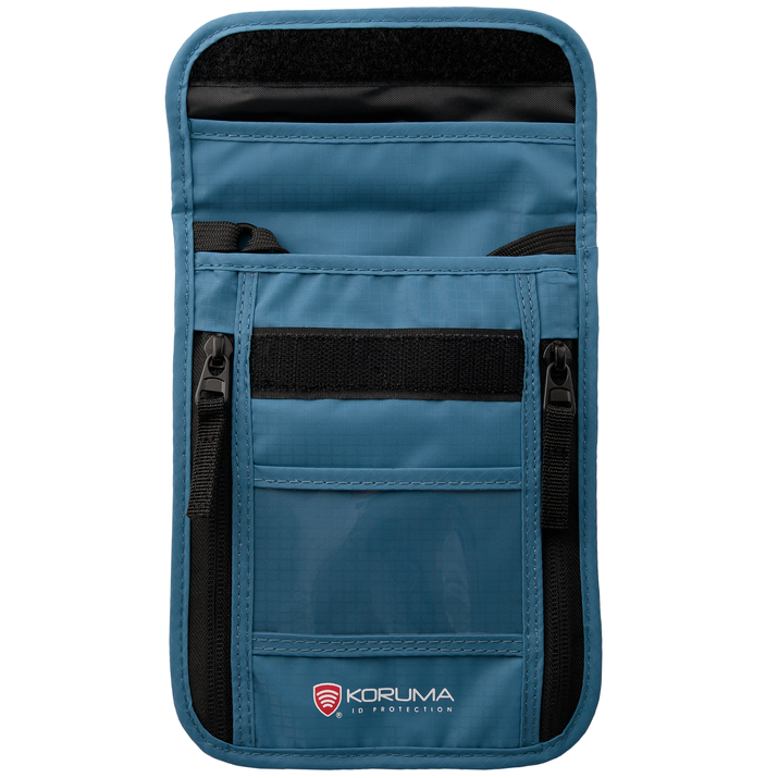 Pas na krk s ochranou proti krádeži a RFID STOP (Modry)