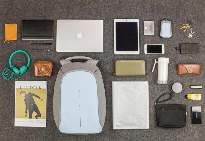 Batoh proti krádeži na notebook a tablet Bobby Compact (šedomodrý)