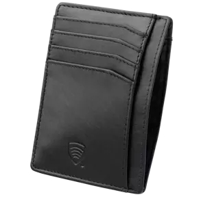Kožené bezkontaktní pouzdro na karty RFID na bundu (černé)