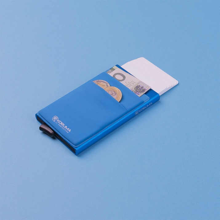 Kovové pouzdro na karty s ochranou RFID (modré)