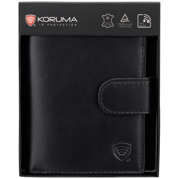 Pánská kožená peněženka na karty a mince s ochranou RFID BLOCK (černá)