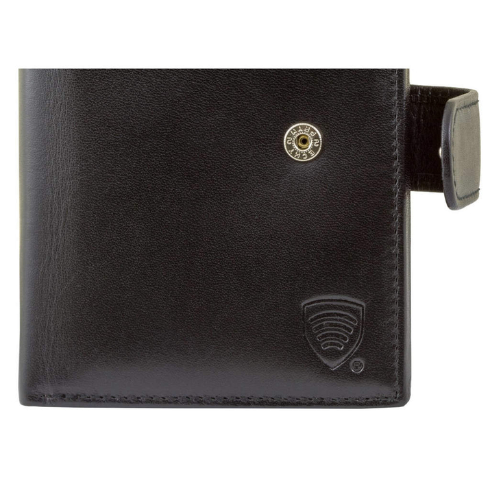 Kožená vertikální peněženka RFID se zapínáním na bezkontaktní kartu (černá)