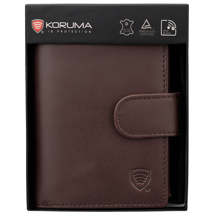 Pánská kožená peněženka na karty a mince SMART RFID BLOCK (hnědá)