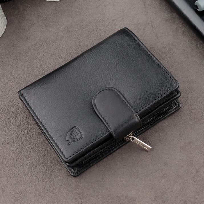 Pánská kožená peněženka s ochranou RFID BLOCK (černá)