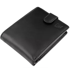 Pánská kožená peněženka na zip na karty a mince (černá)