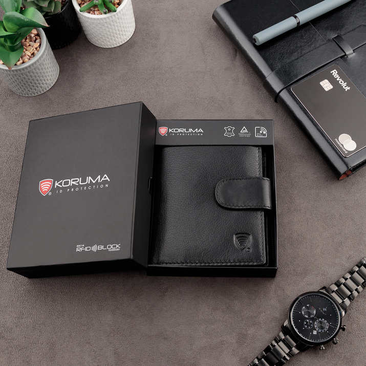Pánská kožená peněženka s ochranou RFID BLOCK (černá)