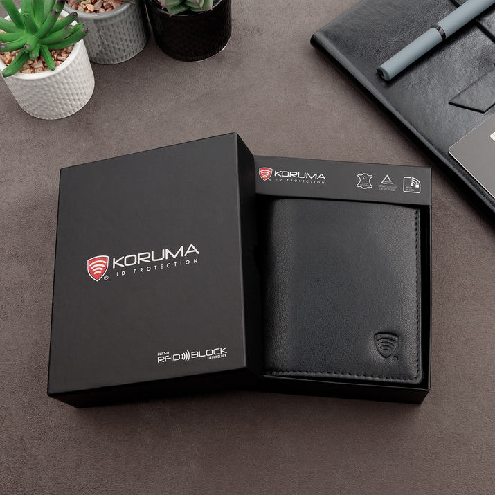 Pánská kožená peněženka s ochranou RFID BLOCK (černá)