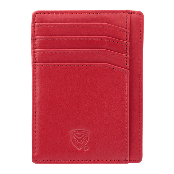 Kožené pouzdro na karty RFID pro bundu (červené)