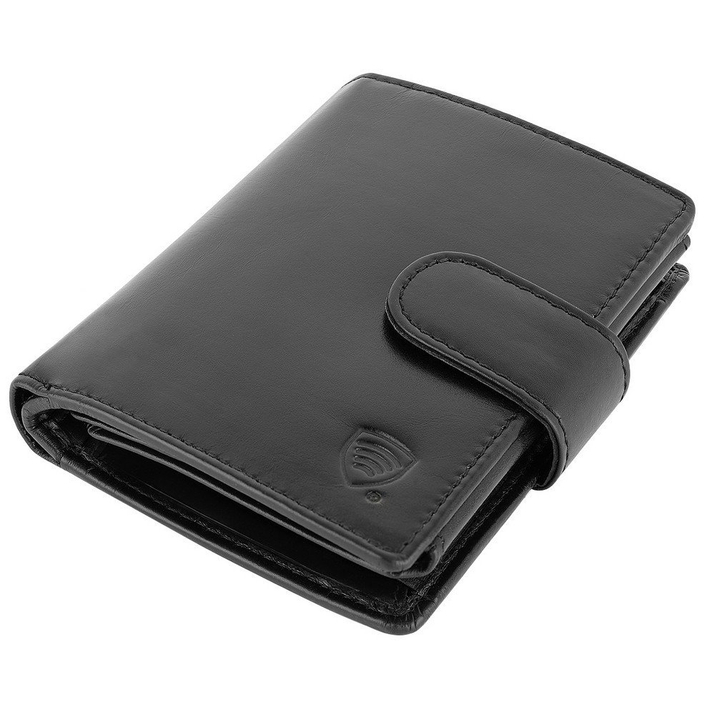 Pánská kožená peněženka na karty a mince s ochranou RFID BLOCK (černá)