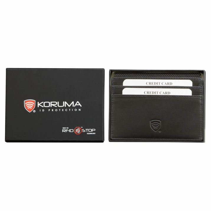 Kožené pouzdro s blokováním RFID karet (černé)