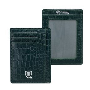 Kožené pouzdro na karty RFID (zelené, Croco)