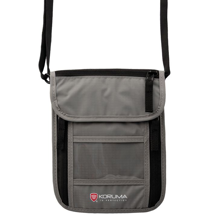 Pas na krk s ochranou proti krádeži a RFID STOP (světle šedá)