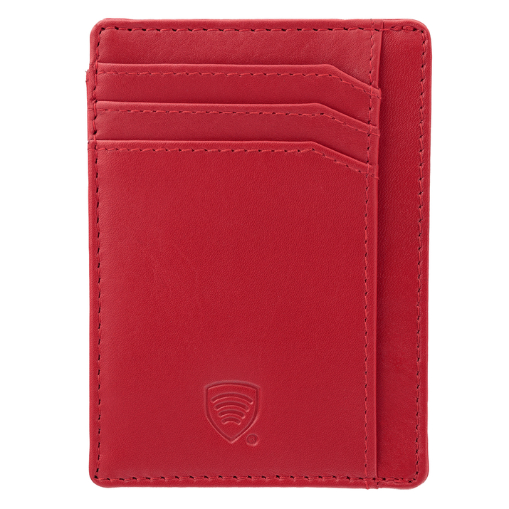 Kožené pouzdro na bezkontaktní karty RFID (červené)