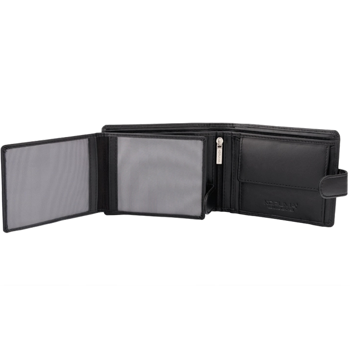 Pánská kožená peněženka na zip s ochranou RFID BLOCK (černá, carbon)