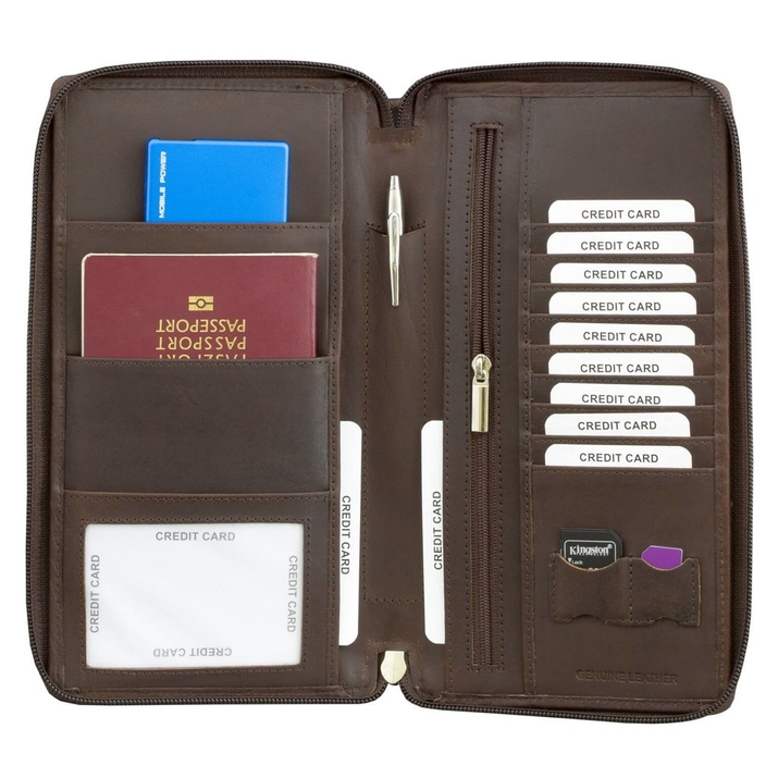 Cestovní organizér pro celou rodinu s ochranou RFID (hnědý) - SMART RFID BLOCK