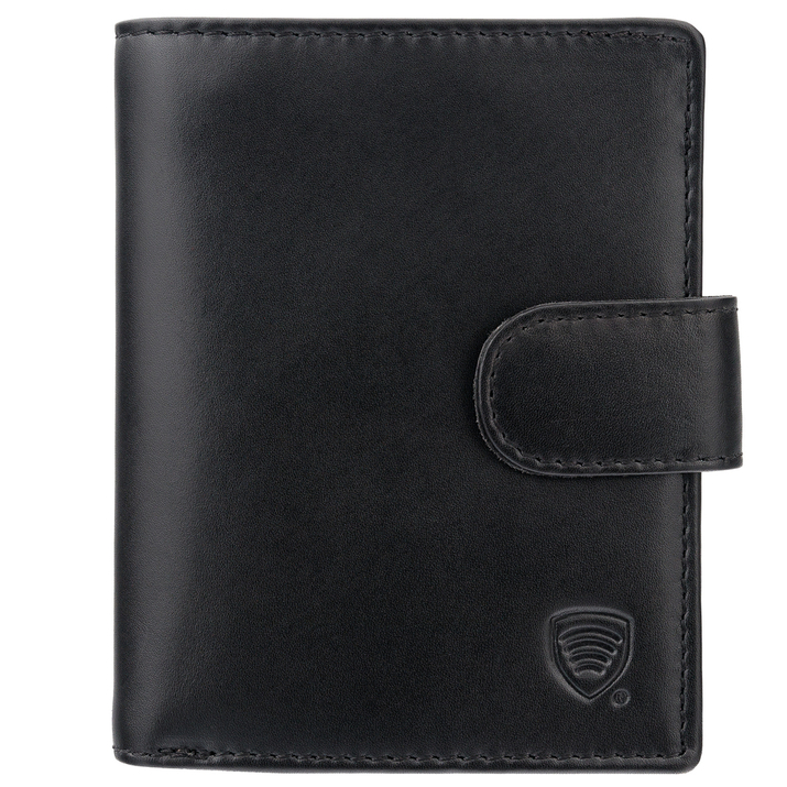 Pánská kožená peněženka na karty a mince s ochranou RFID BLOCK (černá)