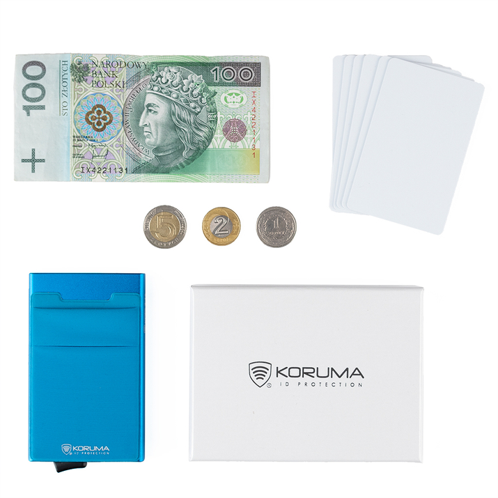 Kovové pouzdro na karty s ochranou RFID (modré)