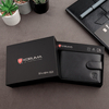 Pánská horizontální kožená peněženka RFID na bezkontaktní karty a mince (černá)