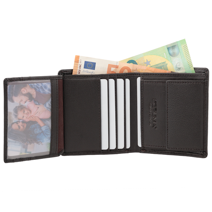 Pánská extra malá kožená peněženka RFID BLOCK (hnědá)