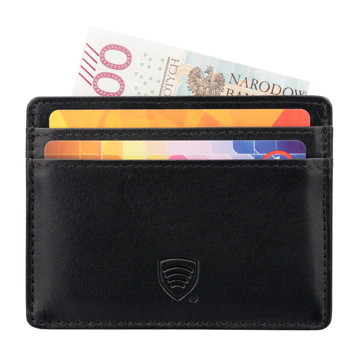 Kožené pouzdro s blokováním RFID karet (černé)