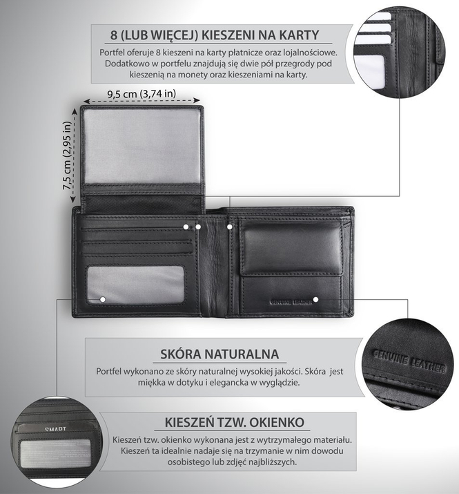 Peněženka 3 v 1 pro mládež s ochranou RFID BLOCK (černá)