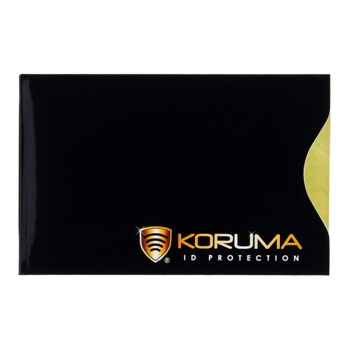  Pouzdro na bezkontaktní karty - Koruma (vertikální, černé, zlaté logo) sada 5ks.